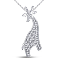 Load image into Gallery viewer, 10kt White Gold Womens Round Diamond Giraffe Animal Pendant 1/10 Cttw
