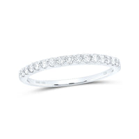 Load image into Gallery viewer, 14kt White Gold Womens Round Pave-set Diamond Single Row Wedding Band 1/4 Cttw
