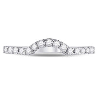Load image into Gallery viewer, 14kt White Gold Womens Round Diamond Curved Wedding Band Ring 1/4 Cttw
