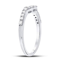 Load image into Gallery viewer, 14kt White Gold Womens Round Diamond Curved Wedding Band Ring 1/4 Cttw

