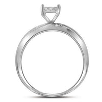 Load image into Gallery viewer, Sterling Silver His Hers Princess Diamond Cluster Matching Wedding Set 1/3 Cttw
