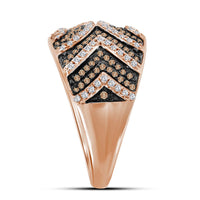 Load image into Gallery viewer, 10kt Rose Gold Womens Round Red Color Enhanced Diamond Fashion Ring 1/2 Cttw
