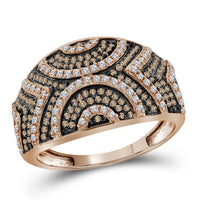Load image into Gallery viewer, 10kt Rose Gold Womens Round Red Color Enhanced Diamond Fashion Ring 1/2 Cttw
