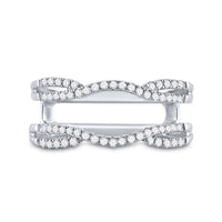 Load image into Gallery viewer, 14kt White Gold Womens Round Diamond Solitaire Enhancer Wedding Band 1/3 Cttw
