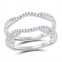 Load image into Gallery viewer, 14kt White Gold Womens Round Diamond Solitaire Enhancer Wedding Band 1/3 Cttw
