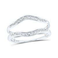 Load image into Gallery viewer, 14kt White Gold Womens Round Diamond Ring Guard Wrap Solitaire Enhancer 1/4 Cttw
