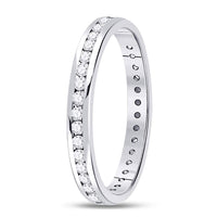 Load image into Gallery viewer, 14kt White Gold Womens Round Diamond Single Row Near-Eternity Wedding Band 1/2 Cttw
