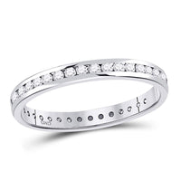 Load image into Gallery viewer, 14kt White Gold Womens Round Diamond Single Row Near-Eternity Wedding Band 1/2 Cttw
