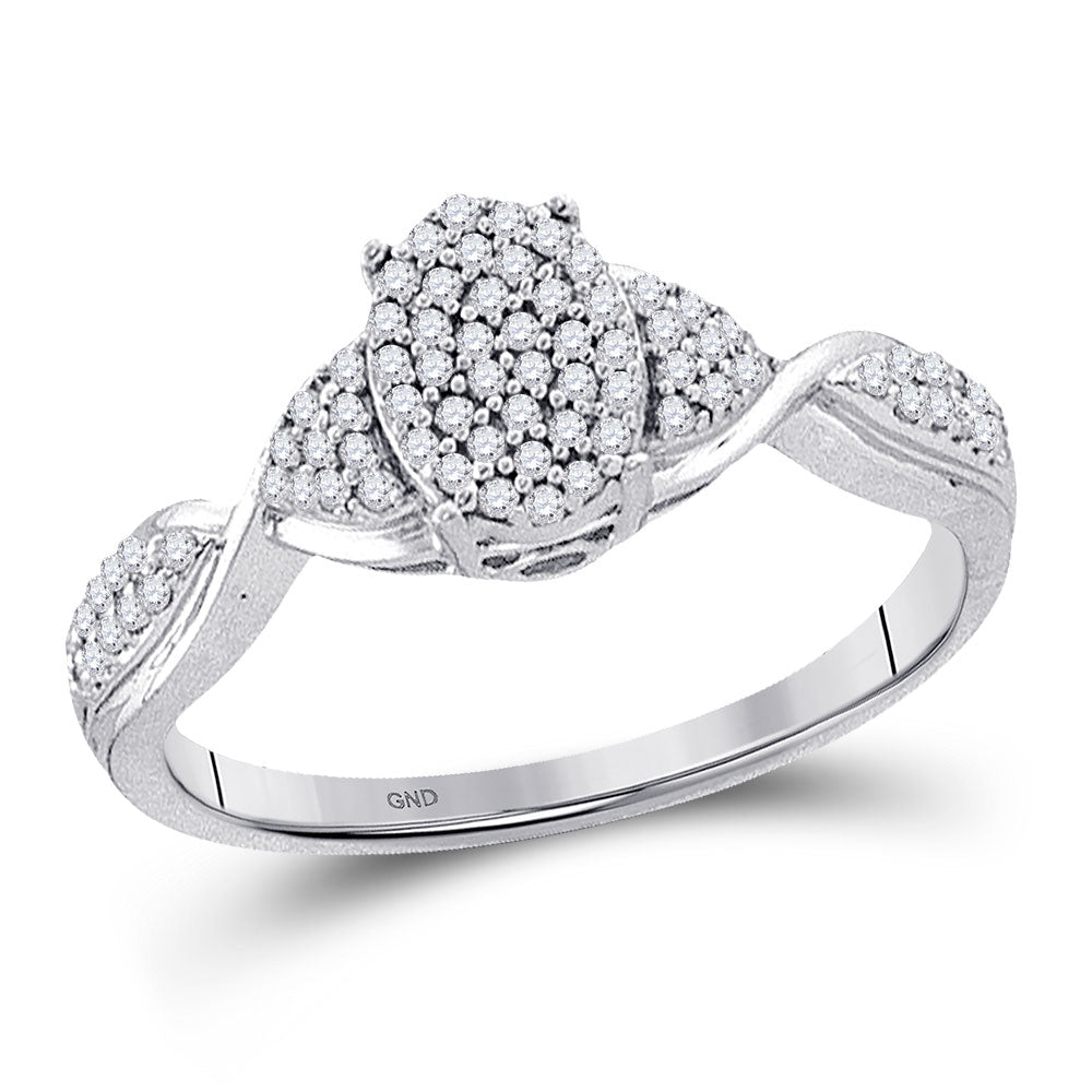 10kt White Gold Round Diamond Cluster Bridal Wedding Engagement Ring 1/4 Cttw