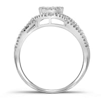 Load image into Gallery viewer, 10k White Gold Round Diamond Cluster Bridal Wedding Ring Band Set 1/2 Cttw
