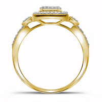 Load image into Gallery viewer, 10kt Yellow Gold Diamond Square 3-Piece Bridal Wedding Ring Band Set 1/3 Cttw
