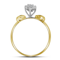 Load image into Gallery viewer, 10kt Yellow Gold Womens Round Prong-set Diamond Oval Cluster Baguette Ring 1/10 Cttw
