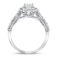 Load image into Gallery viewer, 14kt White Gold Round Diamond Halo Bridal Wedding Engagement Ring 1 Cttw
