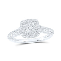 Load image into Gallery viewer, 14kt White Gold Round Diamond Halo Bridal Wedding Engagement Ring 1 Cttw
