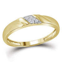 Load image into Gallery viewer, 10kt Yellow Gold His Hers Round Diamond Solitaire Matching Wedding Set 1/5 Cttw
