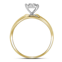 Load image into Gallery viewer, 10kt Yellow Gold His Hers Round Diamond Solitaire Matching Wedding Set 1/5 Cttw
