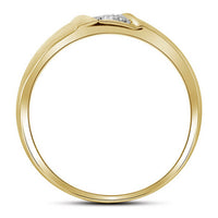 Load image into Gallery viewer, 10kt Yellow Gold His Hers Round Diamond Solitaire Matching Wedding Set 1/5 Cttw
