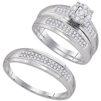Load image into Gallery viewer, 10kt White Gold His Hers Round Diamond Solitaire Matching Wedding Set 1/3 Cttw
