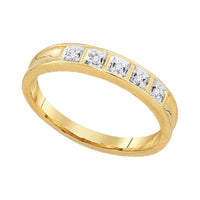 Load image into Gallery viewer, 10kt Yellow Gold His Hers Round Diamond Cluster Matching Wedding Set 1/4 Cttw
