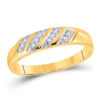 Load image into Gallery viewer, 10kt Yellow Gold His Hers Round Diamond Solitaire Matching Wedding Set 1/4 Cttw
