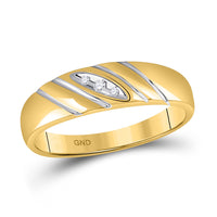 Load image into Gallery viewer, 10kt Yellow Gold His Hers Round Diamond Solitaire Matching Wedding Set 1/5 Cttw
