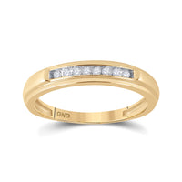 Load image into Gallery viewer, 10kt Yellow Gold His Hers Round Diamond Square Matching Wedding Set 1/3 Cttw
