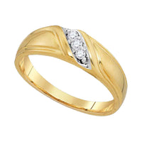 Load image into Gallery viewer, 10kt Yellow Gold His Hers Round Diamond Solitaire Matching Wedding Set 1/4 Cttw

