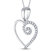 Load image into Gallery viewer, 10kt White Gold Womens Round Diamond Clef Heart Pendant 1/10 Cttw
