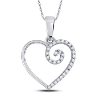 Load image into Gallery viewer, 10kt White Gold Womens Round Diamond Clef Heart Pendant 1/10 Cttw
