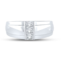 Load image into Gallery viewer, 10kt White Gold Mens Round Diamond Wedding 3-Stone Band Ring 1/4 Cttw
