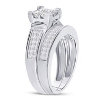 Load image into Gallery viewer, 14kt White Gold Princess Diamond Bridal Wedding Ring Band Set 2 Cttw
