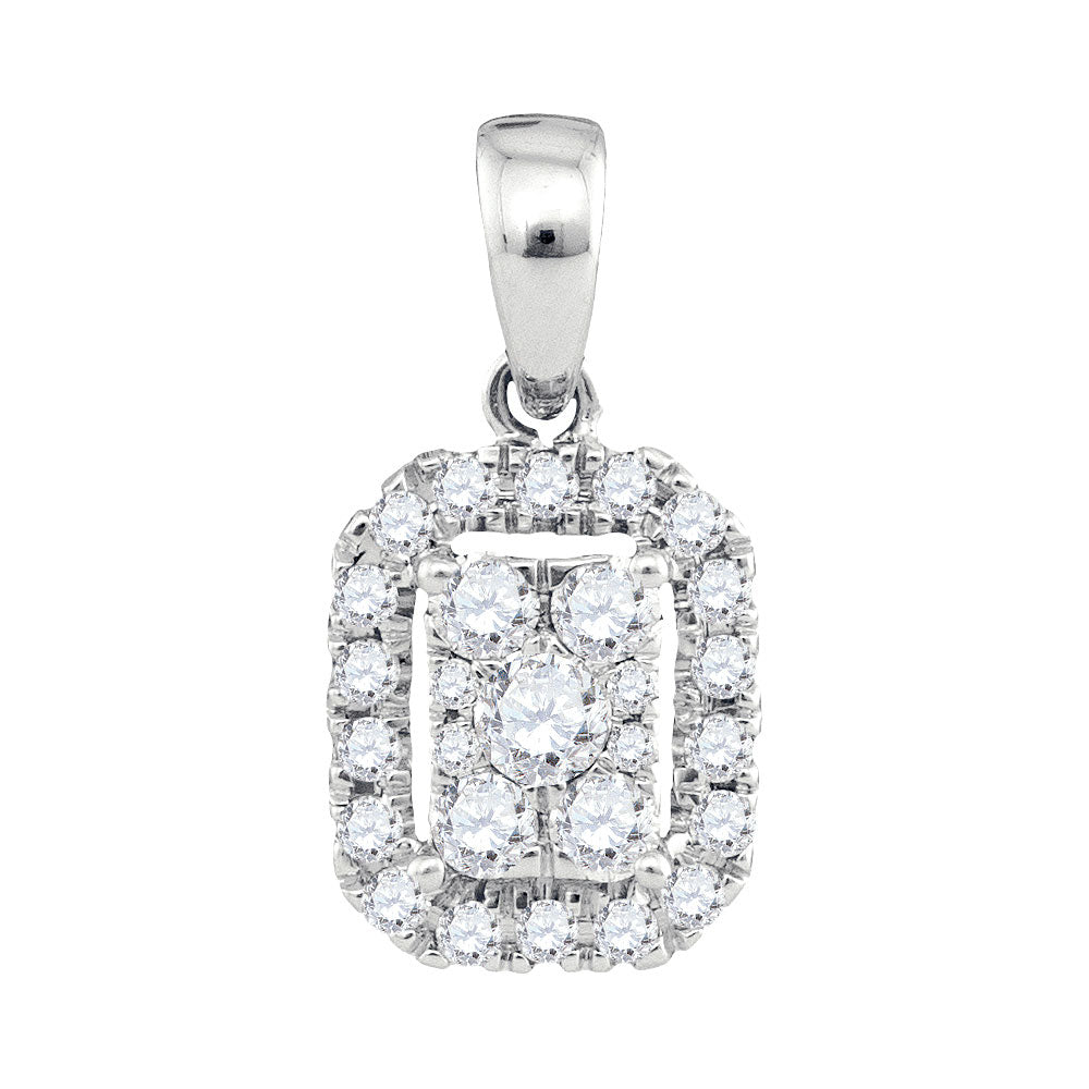 14kt White Gold Womens Round Diamond Cluster Pendant 1/3 Cttw