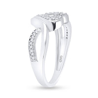 Load image into Gallery viewer, Sterling Silver Womens Round Diamond Heart Frame Cluster Ring 1/8 Cttw
