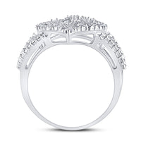 Load image into Gallery viewer, Sterling Silver Womens Round Diamond Nested Double Heart Ring 1/20 Cttw
