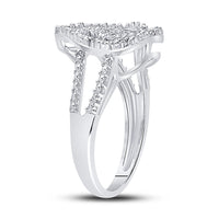 Load image into Gallery viewer, Sterling Silver Womens Round Diamond Nested Double Heart Ring 1/20 Cttw
