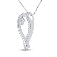Load image into Gallery viewer, 10kt White Gold Womens Round Diamond Heart Pendant 1/6 Cttw
