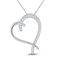 Load image into Gallery viewer, 10kt White Gold Womens Round Diamond Heart Pendant 1/6 Cttw
