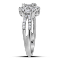 Load image into Gallery viewer, 18kt White Gold Baguette Diamond Square Bridal Wedding Engagement Ring 3/4 Cttw
