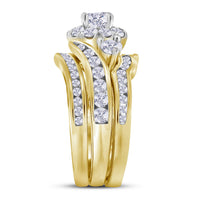 Load image into Gallery viewer, 14kt Yellow Gold Round Diamond Bridal Wedding Ring Band Set 2 Cttw
