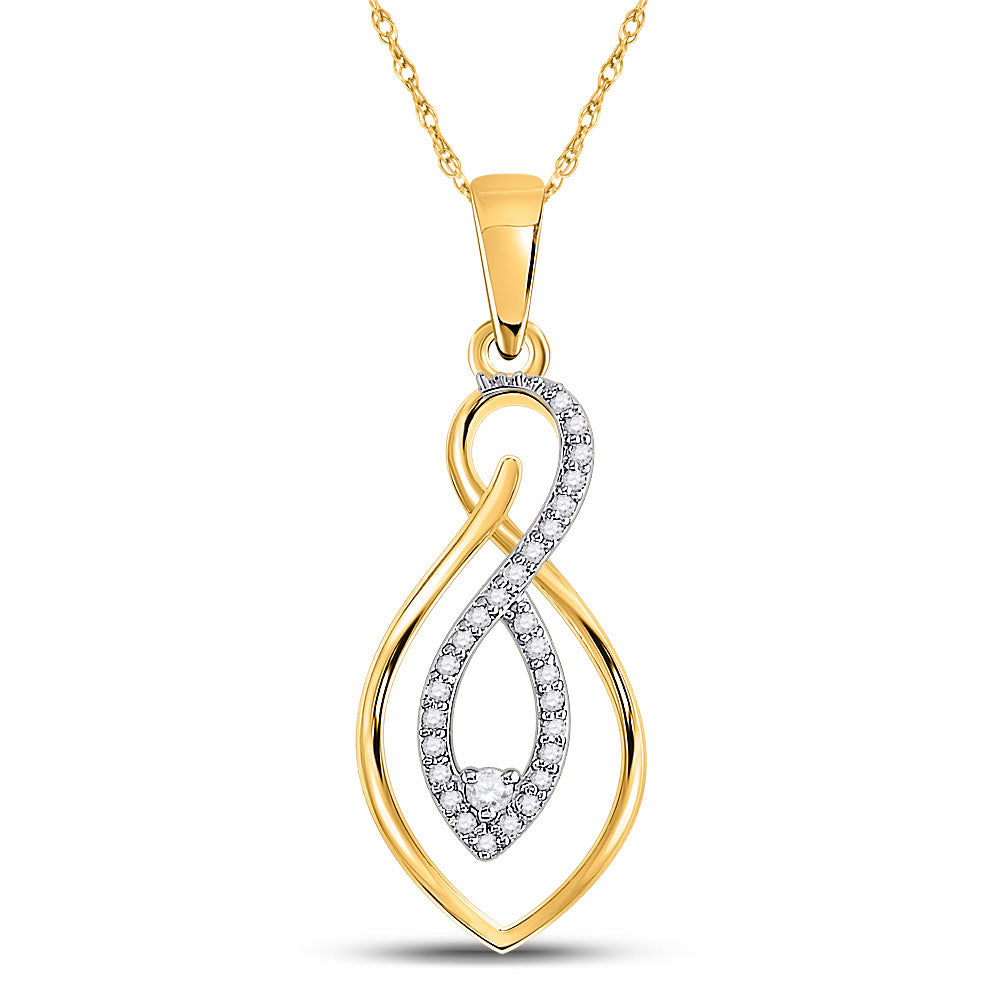 10kt Two-tone Gold Womens Round Diamond Fashion Pendant 1/8 Cttw
