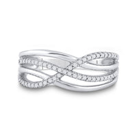 Load image into Gallery viewer, 10k White Gold Womens Round Diamond Crossover Woven Band 1/5 Cttw

