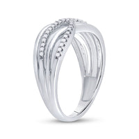 Load image into Gallery viewer, 10k White Gold Womens Round Diamond Crossover Woven Band 1/5 Cttw

