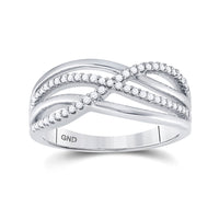 Load image into Gallery viewer, 10k White Gold Womens Round Diamond Crossover Woven Band 1/5 Cttw
