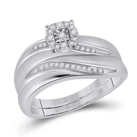 Load image into Gallery viewer, Sterling Silver His Hers Round Diamond Solitaire Matching Wedding Set 1/5 Cttw
