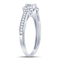 Load image into Gallery viewer, Sterling Silver Round Diamond 3-stone Bridal Wedding Engagement Ring 1/6 Cttw
