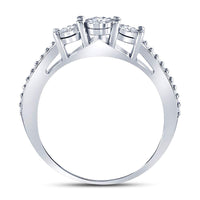 Load image into Gallery viewer, Sterling Silver Round Diamond 3-stone Bridal Wedding Engagement Ring 1/6 Cttw
