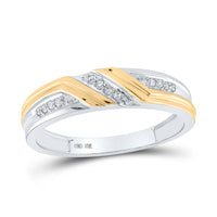 Load image into Gallery viewer, 10kt Two-tone Gold His Hers Round Diamond Cluster Matching Wedding Set 1/3 Cttw
