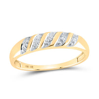 Load image into Gallery viewer, 10kt Yellow Gold His Hers Round Diamond Cluster Matching Wedding Set 1/8 Cttw
