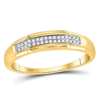 Load image into Gallery viewer, 10kt Yellow Gold His Hers Round Diamond Cluster Matching Wedding Set 1/3 Cttw
