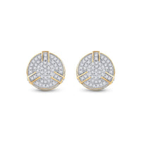 Load image into Gallery viewer, Yellow-tone Sterling Silver Mens Round Diamond 3D Disk Circle Earrings 1/4 Cttw
